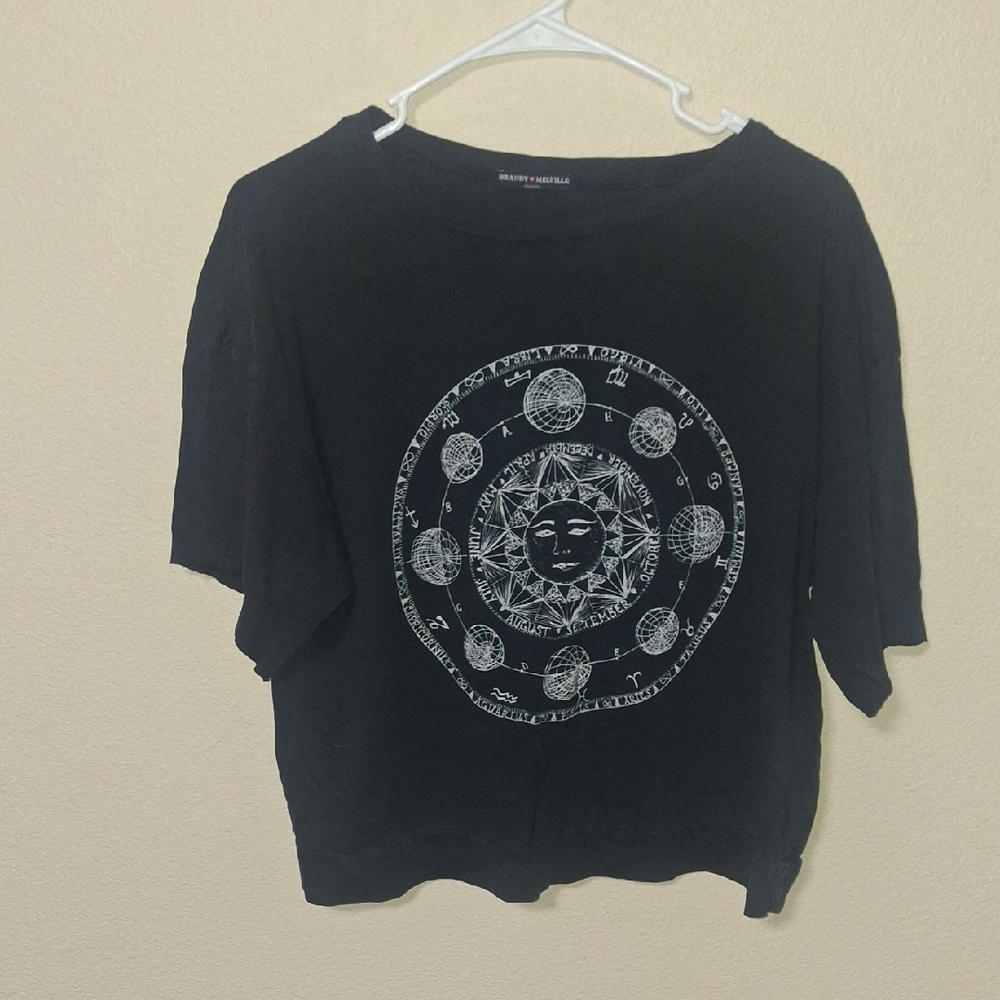 Brandy Melville Black Sun and Moon Tee